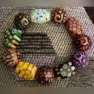 Gorgeous Millefiori Glass Bead Stretch Bracelet